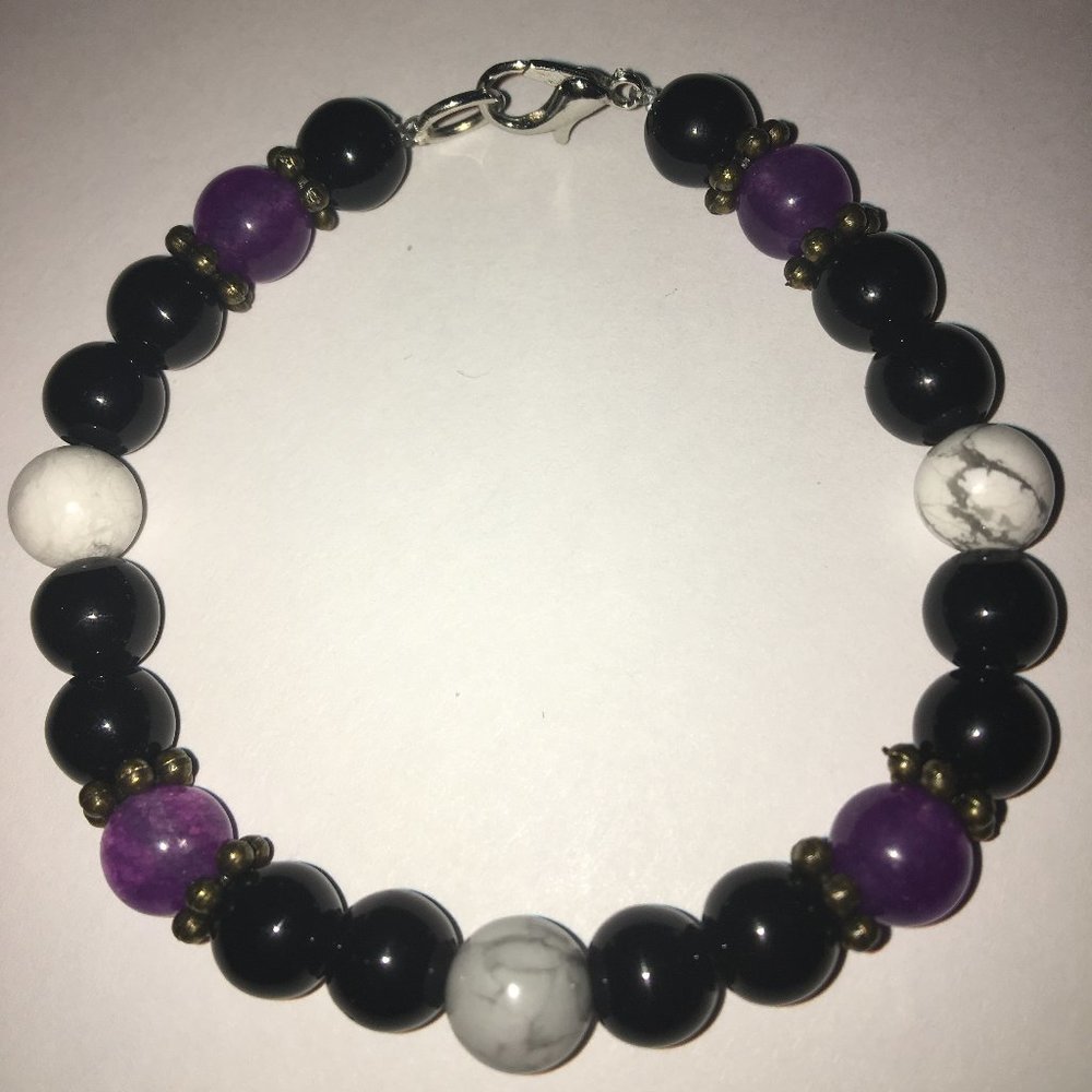Purple Chakra Beads With White Marble Beads (A6)